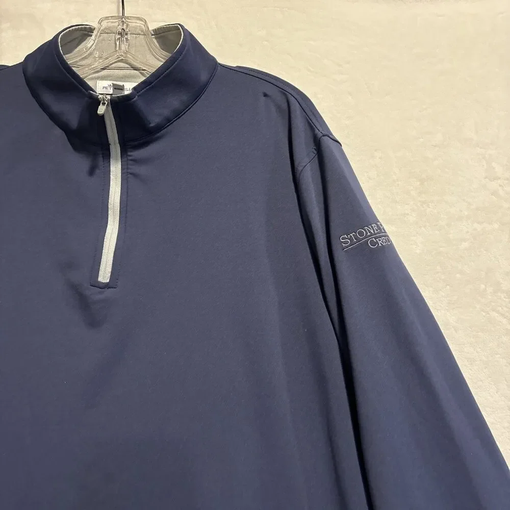 Peter Millar 1/4 Zip Pullover Men's XL Blue Perth Performance Long Sleeve Logo